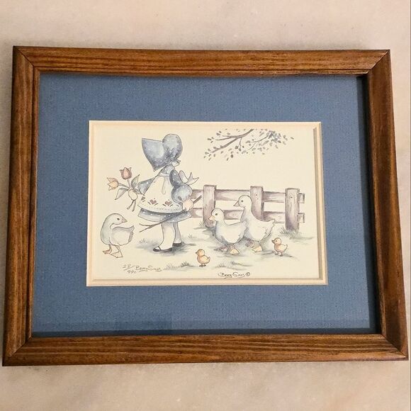 Betty Sills | Art | Vintage Betty Sills Girl With Geese Watercolor ...